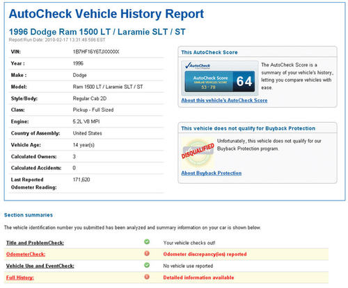Product picture CARFAX ALTERNATIVE VEHICLE REPORT